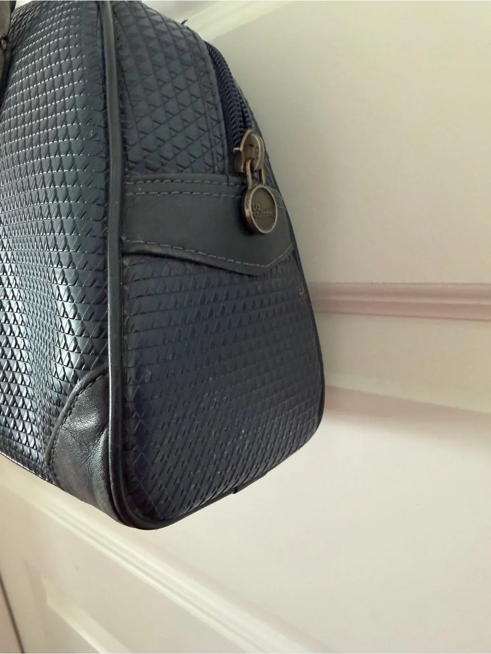 Liz Claiborne Vintage Navy and Black Dome Satchel
